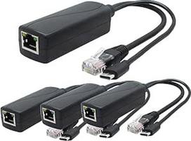 ANVISION 4 vnt. 5 V Gigabit PoE skirstytuvas, C tipo USB, 48 V į 5 V 2,4 A adapteris, 10/100Mbps, suderinamas su IEEE 802.3af