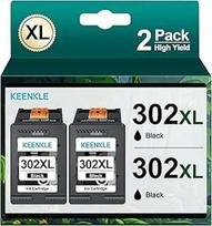 KEENKLE 302 XL spausdintuvo kasetės, daugkartinė 302XL pakuotė, skirtos HP 302 spausdintuvo juodos ir spalvotos kasetės, skirtos HP Envy 4525 4520 4522 4523 4524 Officejet 3830 3831 3833 Deskjet 3630 3636 3638 1110 (2 juodos spalvos)