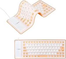 VBESTLIFE sulankstoma silikoninė klaviatūra, 85 klavišų tyli minkšta silikoninė USB laidinė vandeniui atspari klaviatūra staliniam kompiuteriui, nešiojamajam kompiuteriui (oranžinė)