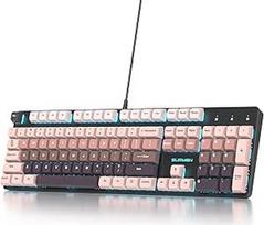Viso dydžio mechaninė žaidimų klaviatūra, 104 klavišai su skaičių klaviatūra, laidinė RGB LED klaviatūra su raudonais jungikliais, anti-ghosting QWERTY amerikietiškas išdėstymas (104 Heimei-Red Switch)