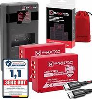 "Baxxtar NP-W126S" akumuliatoriai (2 x 1140 mAh) - "MaxProtect V1" apsauginis korpusas, aktyvusis NTC jutiklis - greitas įkrovimas su 1000 mA PD MaxPerformance USB-C - "Fuji" NP-W126s NP-W126 pakaitalas (161957)