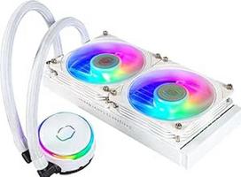 "Cooler Master MasterLiquid PL240 Flux" CPU aušintuvas - AIO aušinimas vandeniu su 2 x 120 mm ventiliatoriais, 240 mm aušintuvu ir ARGB valdikliu (2-oji karta) - suderinamas su AMD ir "Intel", baltos spalvos