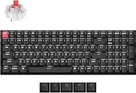 "Keychron K4 QMK" belaidė mechaninė klaviatūra (V3, DE-ISO) - 96 % išdėstymas, "Bluetooth 5.2"/USB-C, iš anksto suteptas "Super" jungiklis, permatomi PBT klavišai, QMK, baltas apšvietimas, skirta "Mac/Windows/Linux