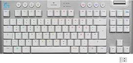 "Logitech G915 LIGHT SPEED TKL" belaidė mechaninė belaidė žaidimų klaviatūra be skaičių klaviatūros, lietimui jautrus GL mygtukų jungiklis su žemo profilio LIGHTSYNC RGB, itin plona, 40 valandų veikianti baterija, QWERTY, balta
