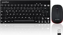 "Perixx Periduo-712 804" mini klaviatūros ir pelės rinkinys Belaidis 2,4 GHz su "Nano" imtuvu Juodas, lengvas ir mažas QWERTZ vokiško išdėstymo juodas, juodas