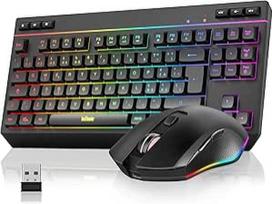"RedThunder K20 TKL" belaidė žaidimų klaviatūra, įkraunama baterija su reguliuojamu RGB apšvietimu, QWERTY kompaktiškas IT išdėstymas su 6 specialiais multimedijos klavišais, USB klaviatūra