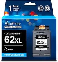 "Valuetoner 62XL Black" 62XL juodos spalvos kasetės, suderinamos su HP 62 spausdintuvo kasetėmis, skirtomis "HP Officejet 250 Mobile" kasetėms "Envy" 5540 5640 7640 5548 5646 5544 "Officejet" 5740 5742 (1 pakuotė, juodos spalvos)