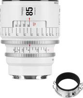 7artisans 85mm T2.1 Infinte serijos profesionalus rankinis viso kadro kino objektyvas, suderinamas su EF bajonetu, skirtas fotografijai ir filmų gamybai, baltos spalvos