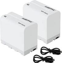 AMBITFUL NP-F970 baterijos 2 pakuotės 6600 mAh su C tipo įkrovimo kabeliu, skirtos "Sony NP F750, F550, F570" ir "Sony CCD-SC55, TR516, TR716, TR818, LED vaizdo žibintams, kamerų monitoriams (2 vnt.)