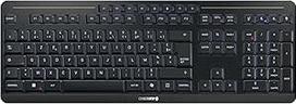 CHERRY Stream Keyboard Ultimate belaidė kelių įrenginių klaviatūra 4 įrenginiams, prancūziškas išdėstymas (AZERTY), "Bluetooth", 2,4 GHz ir laidas, apšviesta, juoda