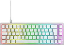 CHERRY XTRFY K5V2 Kompaktiška 65% mechaninė žaidimų klaviatūra JK išdėstymo (QWERTY) "Hot Swap" klaviatūra CHERRY MX2A RED jungikliai balti skaidrūs