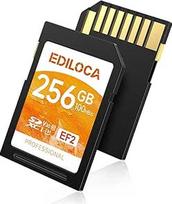 EF2 UHS-I atminties kortelė 256GB, skaitymas 100MB/s, įrašymas 90MB/s, C10, U3, V30, "Full HD" ir 4K vaizdo įrašai, SD kortelė profesionaliems fotografams