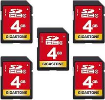 GIGASTONE 4GB SD kortelė 5 pakuotės SDHC 4 klasės atminties kortelė nuotraukoms, vaizdo įrašams, muzikai, balsui įrašyti, DSLR fotoaparatams, vaizdo kameroms, diktofonams, PC, Mac ir POS sistemoms (5 vnt.)