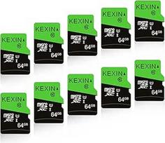 KEXIN 64GB Micro SD kortelė 10 vnt. su SD adapteriu microSDXC atminties kortelė UHS-I C10 U1 Micro SD kortelių Bulk Full HD High Speed TF kortelė, skirta išmaniesiems telefonams, planšetiniams kompiuteriams, veiksmo kameroms, vaizdo kameroms, žaidimų kons