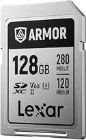 Lexar Armor Silver PRO SD kortelė 128GB UHS-II SD atminties kortelė Nerūdijančio plieno C10 U3 V60 6K UHD vaizdo įrašai Iki 280MB/s skaitymo 120MB/s rašymo SDXC kortelė DSLR / fotoaparatui / fotografui / videografui
