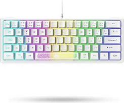 LexonElec K61 60% White Gaming Keyboard Mini PC RGB Lighting - UK Layout QWERTY klaviatūra - Mechaninė ergonomika - Anti-Ghosting Double Shot Keycaps - Nešiojamajam kompiuteriui