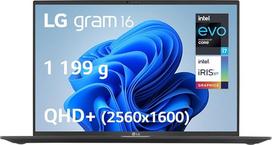 LG gram 16Z90R-G.AD75F Nešiojamasis kompiuteris 16 colių 1199 g, IPS ekranas QHD+ 16:10, platforma "Intel Evo i7-1360P", RAM 32GB, SSD 512GB NVMe, "Intel Iris Xe", "Thunderbolt 4", "Windows 11", AZERTY klaviatūra, juoda