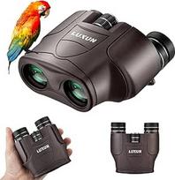 LUXUN mažieji 10 x 25 žiūronai - žiūronai vaikams ir suaugusiesiems, kompaktiški, lengvi, su BAK4 prizme, idealiai tinka kelionėms, žygiams, sportui ir gamtos stebėjimams (rudi)