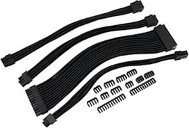 Maitinimo šaltinio kabelio ilgintuvas PC 24 kontaktų ATX / 4+4 kontaktų EPS / 8 kontaktų PCI-E / 6 kontaktų PCI-E PSU ilgintuvo kabelio rinkinys 30 cm ilgio, ne su šukomis (juodas)