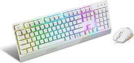 MSI Vigor GK30 Combo White Gaming Keyboard (UK Layout) + Gaming Mouse Bundle - Mech Membrane Switch, 6 zonų RGB apšvietimo klaviatūra, dviejų zonų RGB apšvietimo pelė, optinis jutiklis, subalansuota