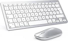 OMOTON "Bluetooth" klaviatūros ir pelės rinkinys "Mac", kompaktiškas belaidės klaviatūros ir pelės derinys, suderinamas su "MacBook Pro/Air", "iMac", "iMac Pro", "Mac Mini", "Mac Pro", QWERTZ DE išdėstymas, sidabrinis