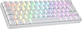 Ranked N60 Nova mechaninė 60 proc. klaviatūra, "Hotswap" žaidimų klaviatūra, 62 programuojami klavišai su RGB apšvietimu, PC/Mac žaidėjams, ISO DE QWERTZ (balta, Gateron Pro Brown)
