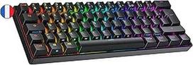 Ranked N60 Nova mechaninė 60 proc. klaviatūra, "Hotswap" žaidimų klaviatūra, 62 programuojami klavišai su RGB apšvietimu, skirta PC/Mac žaidėjams, AZERTY prancūzų kalba (juoda, gaterono geltonos spalvos)