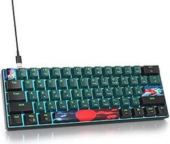 SOLIDEE mechaninė žaidimų klaviatūra 60 %, 61 klavišas su linijiniu raudonu jungikliu, ledinės mėlynos spalvos šviesa, laidinė mechaninė klaviatūra su LED apšvietimu, skirta PS5/PS4/Xbox (61 Soundwave)