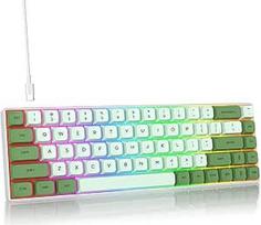 SOLIDEE mechaninė žaidimų klaviatūra 65 % - 68 klavišų, kompaktiška, RGB apšvietimas, QWERTY, raudonos spalvos jungiklis, skirta Win/Mac kompiuteriams (68 Matcha)