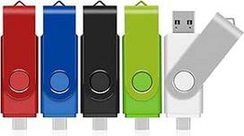 TEWENE USB C atmintinė 16GB, 5 vnt., USB 2.0 atmintinė telefonams ir planšetiniams kompiuteriams, atmintinė mobiliesiems telefonams 2 viename (USB-C ir USB-A), skirta telefonams, planšetiniams kompiuteriams ir "Android" telefonams bei kompiuteriams
