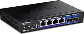 TRENDnet, TEG-S562, 6 prievadų nevaldomas daugiagigelis komutatorius, 4 x 2.5GBASE-T prievadai, 2 x 10G SFP+ prievadai, be ventiliatoriaus, kompaktiškas stalinis dizainas, metalinis korpusas, tinklo Ethernet komutatorius, juodas