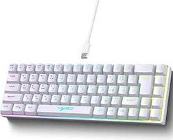 USB klaviatūra su rusiškomis angliškomis raidėmis, 68 klavišų RGB apšvietimo žaidimų mechaninė klaviatūra su greitu atsaku nešiojamajam kompiuteriui (balta)