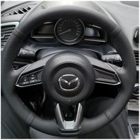Rankomis siūta juoda mikropluošto odos vairo apdanga Mazda CX-3 CX3 CX-5 CX5 2017 2018 Automobilio priedai Blue Thread