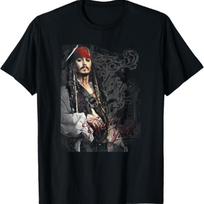 Disney Karibų piratai Kapitonas Džekas Puošnus plakatas Marškinėliai S įvairiaspalvis