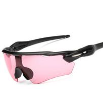 UV400 Outdoor Cycling Goggles Anti-uv Sports Sunglasses , black legs, light red