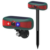 4 Modes Outdoor Animal Repeller Infrared Sensor 13 Sounds Motion Sensor Alarm Weatherproof Ultrasonic Security Alarm System Farm raudona