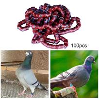 100 vnt. aliuminio žiedų balandžių kojoms, lengvi, numeruoti, 8 mm, vėžliukams, balandžiams, Blue