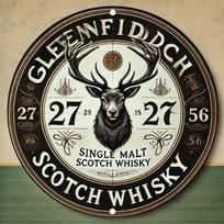Vintažinis Glenfiddich viskio metalinis ženklas barui, kavinei, biuro sienos dekoracijai 20x20