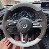 For Mazda CX-30 CX30  Mazda 3 Axela  Hand-stitched suede anti-slip Car Steering Wheel Cover 1