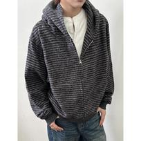 Men's Striped Floral Hooded Zip-Up Plush Cardigan 2026 - Trendy, Loose, Versatile. L pilka spalva