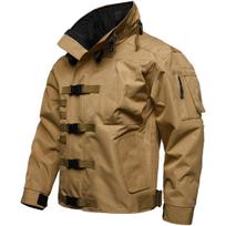 Men's European Size Outdoor Jacket - Trendy, Wear-resistant, Windproof & Waterproof for Mountaineering. S armijos žalia spalva