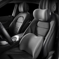 Car Headrest & Lumbar Memory Foam Support Pillow Set for Driver Seat. Embroidered Headrest žalia