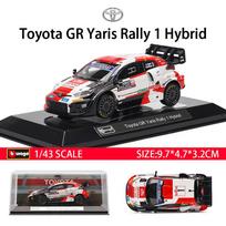 Bburago 1:43 WRC Toyota GR Yaris Rally1 hibridas Rovanpera #69 Ogier #17 Lydinio prabangus transporto priemonės metalinis modelis su atitraukimo mechanizmu žaislas