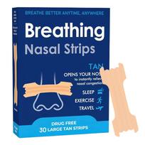 44 vnt. „Breathe Right“ nosies juostelės, sustabdo knarkimą, įdegio spalvos nosies juostelės, vaistų nereikalaujantis knarkimo sprendimas ir momentinis nosies užgulimas mėlyna