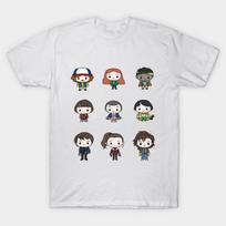 Men Black Print T-shirt Stranger Things Kids Fan Art No-Cut Transfer Paper Print Cotton Tshirt S balta