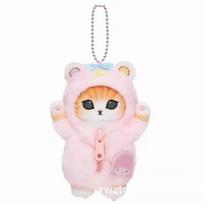 Kawaii Mofusand Persirengęs Sanrio Hello Kitty Kuromi Hanyodon Pliušinis Raktų Pakabukas Pakabukas Anime Pliušinis Kuprinės Pakabukas juoda