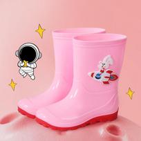 Kids' Waterproof Cartoon Rain Boots - Non-Slip Rubber Shoes for Boys & Girls, Warm Long Mid-High Top Design 220mm Inner 22cm (34-35)