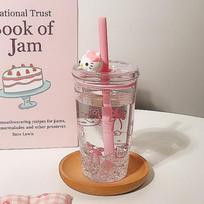 Sanrio Anime Hello Kitty Straw Plastic Water Cup Large Capacity Portable Pc High Temperature Resistant Cup Student Cup Girl Gift