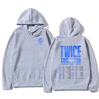KPOP Twice Hoodies Twice Šis yra pasaulinei gastrolei 2026 m. Megztiniai moterims vyrams Estetiškas grafinis džemperis Drabužiai XS pilka spalva