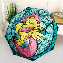 My Little Pony Stained Glass Window Art Print  Umbrella   Cute Umbrella with Cute Design, Portable 3 Fold Compact Umbrella for Men & Women,S345